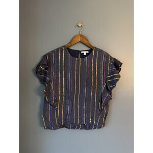 Rockets Of‎ Awesome Navy Shirt With Rainbow Metallic Stripe